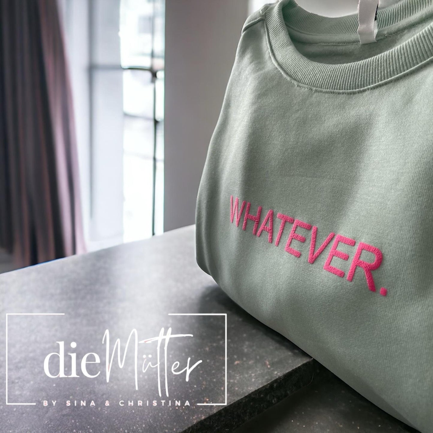 Statement Damensweatshirt mintgrün Minze neon pink, damenpullover mint Statement, Oversize damenhoodie mint ,Sweatshirt Damen minze mint,