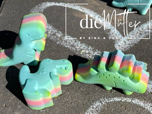 Bunte REGENBOGEN Straßenmalkreide Dinosaurier 6er Set