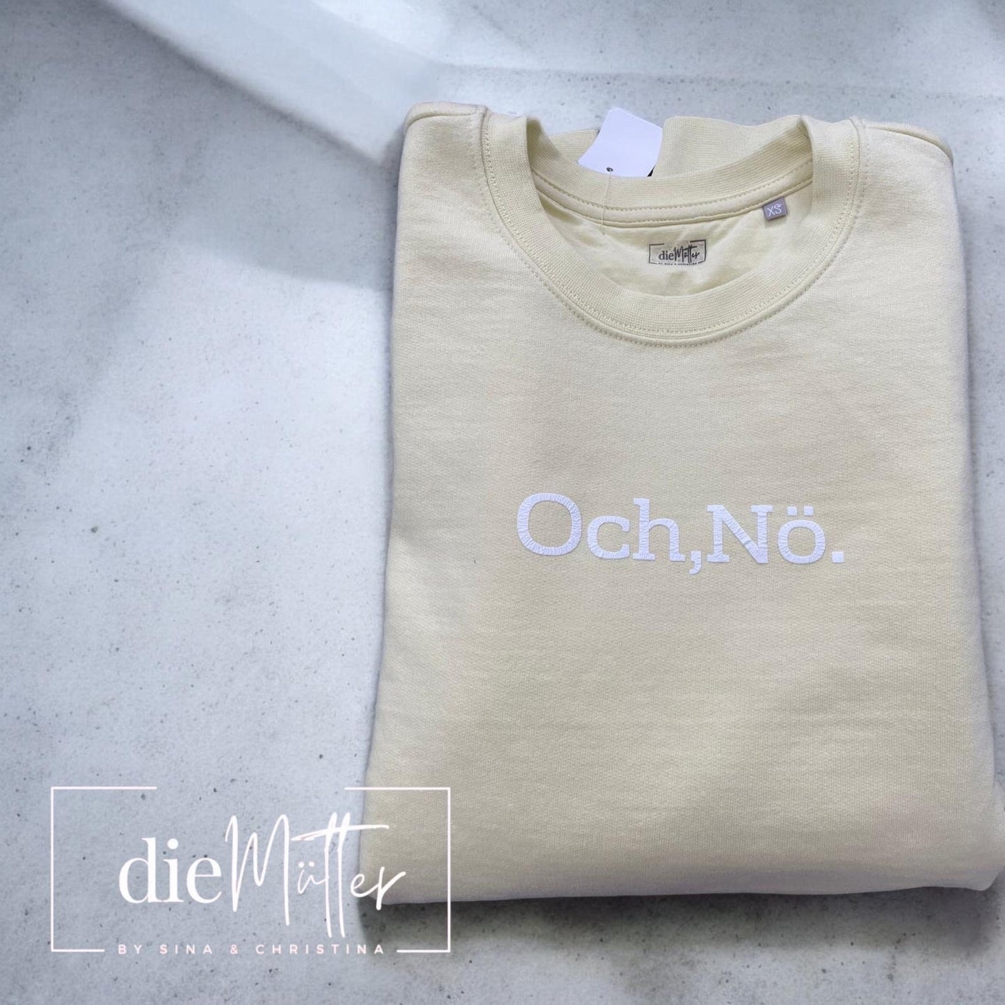 Statement Damensweatshirt Pastell gelb, Damenpullover Statement „och,nö“ Pastell, Oversize damenhoodie zart gelb ,Sweatshirt Damen Gelb,